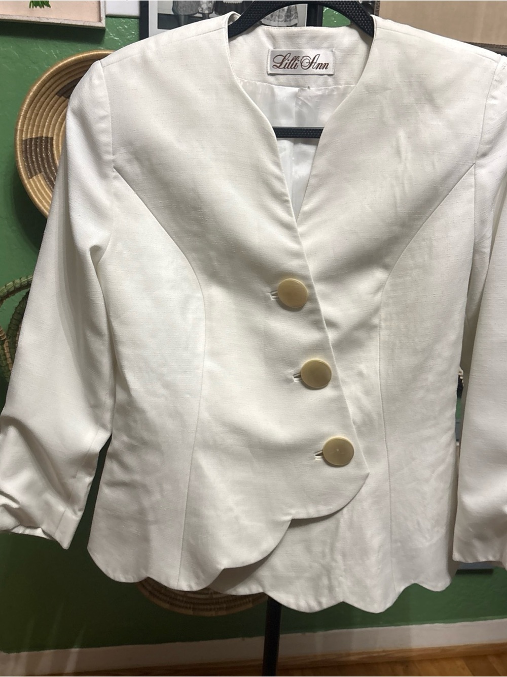 Cream Scalloped Hem Blazer